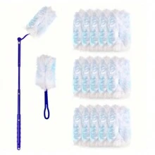 Static Dust Removing Duster Set, Home & Car Use - Chicken Feather Duster With Disposable Static Dust Brush - Multicolor - View 7