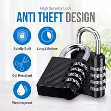 4-Dial Combination Weatherproof Outdoor Padlock Locker Gate Shed HEAVY DUTY Lock - Black - View 5