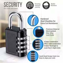 4-Dial Combination Weatherproof Outdoor Padlock Locker Gate Shed HEAVY DUTY Lock - Black - View 4