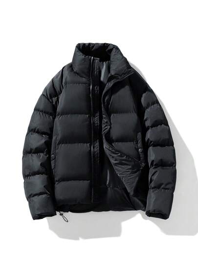 Men's Jacket, Loose Fit, Thick Cotton Padded, Warm Winter Coat, Suitable For Casual, Commuting, Outdoor