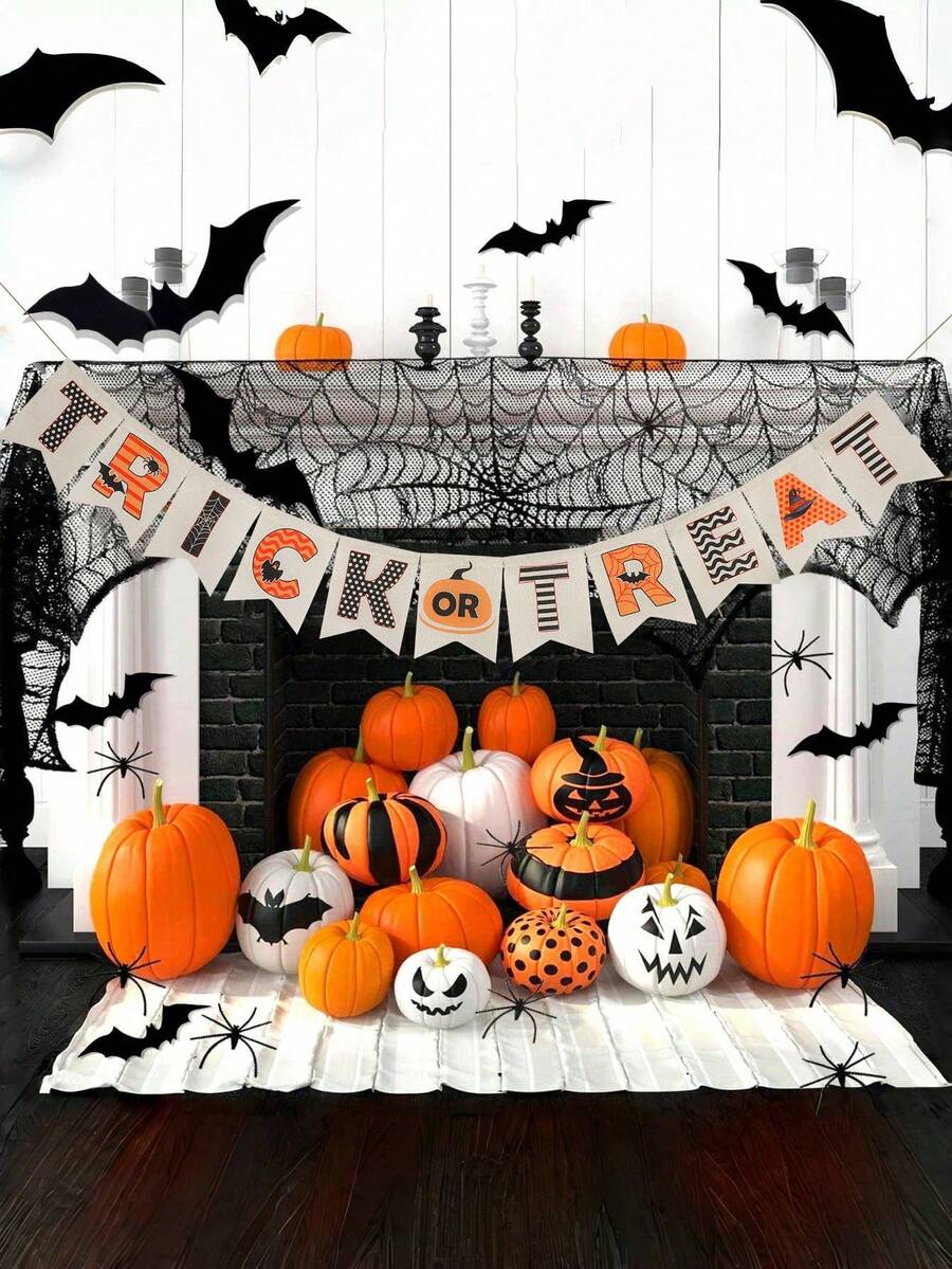 1 Halloween Trick Hoặc Điều Trị Biểu Ngữ Happy Halloween Vòng Hoa Biểu Ngữ Vải Bố Biểu Ngữ Treo Trang Trí Cho Lò Sưởi Nhà Halloween Trang Trí Tiệc - Nhiều màu - Xem 1