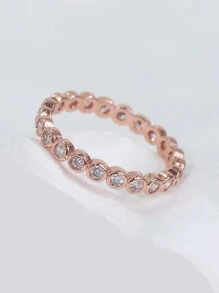 Charm-In Women's Minimalist Band Ring Brass With Rose Gold Plating Rings Cubic Zirconia Rings, Ideal Gift For Girlfriend, Mom, Wife - Hypoallergenic And Tarnish-Resistant Jewelry, Stackable Ring For Girls