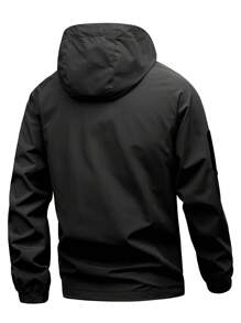 New Autumn Hooded Jacket For Men, Loose Casual Windproof Waterproof Outwear - Black - View 2