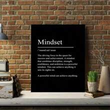 1pc Mindset Effect Poster, A Powerful Mind Can Achieve Anything-Psychological Suggestion Canvas Poster, Inspiring Art Wall Decoration, Hanging Living Room Hallway Bedroom Sofa Wall Decoration Art, Wall Art, Ready To Use Out Of The Box, Framed - 黑色 - 查看 1