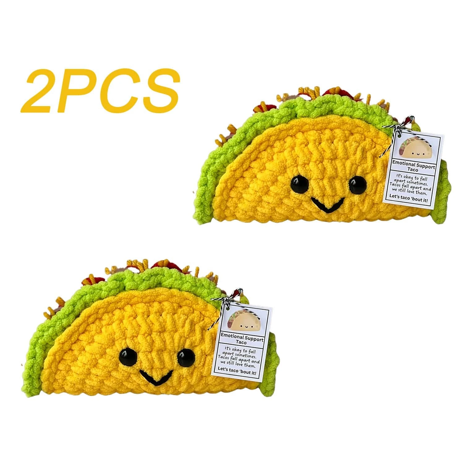 1/2 Crocheted Corn Curl, Emotional Support Taco Plush Doll Soft