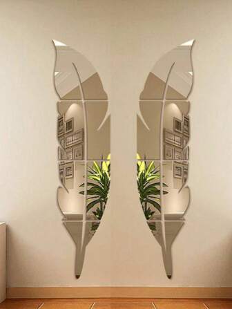 1 Pezzo Specchio a piuma, specchio da parete adesivo, decorazione a lettere per la casa, specchio da parete decorativo, specchio decorativo per camera da letto, sala e famiglia, fissaggio tridimensionale 3D forte su parete, decorazione da parete