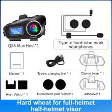 Q58-Max Motorcycle Helmet Intercom Bluetooth Headset IP65 Waterproof LCD Display 2 Riders Music Share With LED Light 500M Interphone