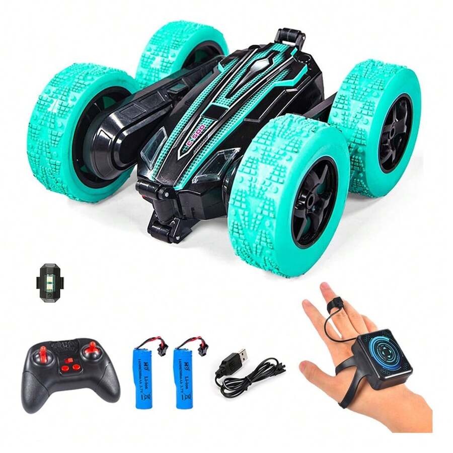 Carro Acrobático A Control Remoto Y Tracción En Las 4 Ruedas, Coche RC acrobático con brazo oscilante, batería de larga duración, dos modos de control, es un regalo ideal para niños en aniversarios especiales como cumpleaños, Navidad, etcétera - Verde - Ver 1