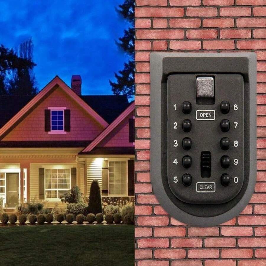 Combination Key Lock Box 10-Digit Combination Top Security Key Box Best Outdoor Waterproof Wall Mounted Key Box For Elderly Parents Spare House Keys Home Garage Office School - Variant1 - View 1