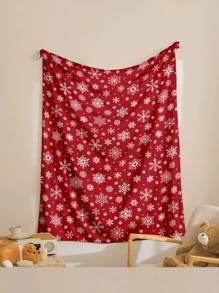 1pc Snowflake Print Blanket, Christmas Theme Pattern Flannel Blanket, Soft Warm Throw Blanket Nap Blanket For Couch Sofa Office Bed Office Camping Travelling - Multicolor - View 6