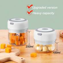 FLZH 1pc Electric Garlic Chopper, Portable VeggieChopper , Garlic Press 250ML,100ML, Garlic GrinderMasher Onion Chopper, Blender To Vegetable,Cordless Food Processor For Ginger, Chili, FruitMeat, Spices, Beans,