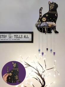 1 件木制动物形状家居装饰壁挂式架子，可爱设计，储物架，家居装饰，房间装饰，墙壁装饰 - 黑金 - 查看 4