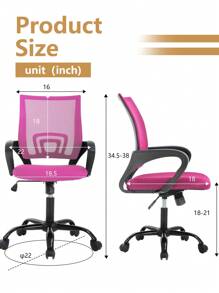 DOPINMIN Ergonomic Office Chair Desk Chair Mesh Computer Chair Task Rolling Swivel Chair Back Support Modern Executive Adjustable Chair - 粉色 - 查看 4