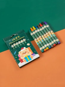 8pcs/12pcs Set Cute Tulip Design Wax Crayons, Non-Staining Art Supplies For Children, Kindergarten, School Supplies, Assorted Styles