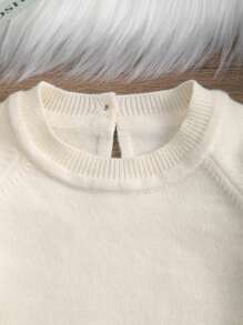 Barboteuse à manches longues en tricot avec motif de biche bébé fille