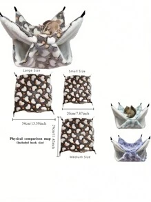 1 件柔软毛绒宠物吊床，适合小动物：豚鼠、老鼠、仓鼠、雪貂 - 舒适笼子配件 - 咖啡棕 - 查看 6