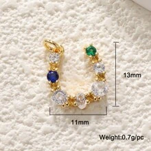 Delicado collar con colgante en forma de herradura de circonita, accesorios de joyería DIY para mujeres, colgante de cobre chapado en oro con circonita colorida, pulsera de , regalo para novia, amiga
