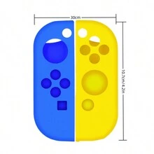 Funda protectora compatible con el controlador Switch Joy-Con con tapas para pulgares, 2 paquetes de cubiertas de agarre de silicona antideslizante con 8 almohadillas para la palanca, color negro, azul + rojo y blanco - azul+amarillo - Ver 2