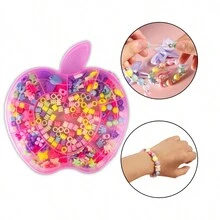 Arte Seducao Kit 2 Suitcases Apple And Teddy Bear Shape Creative Factory Children's Jewelry Colorful Beads Necklace Bracelet Nylon Threads - 彩色 - 查看 2