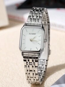 1 pezzo Orologio al quarzo con quadrante quadrato, cinturino in acciaio, adatto come regalo di compleanno o per Ognissanti per adolescenti