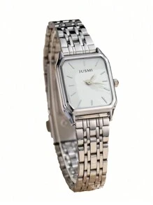1 pezzo Orologio al quarzo con quadrante quadrato, cinturino in acciaio, adatto come regalo di compleanno o per Ognissanti per adolescenti