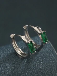 Chaobang New Fashion Unisex Street Style Earring Single Simple Elegant Metal Stud Earring For Men Or Women, Retro Green - Green - View 5