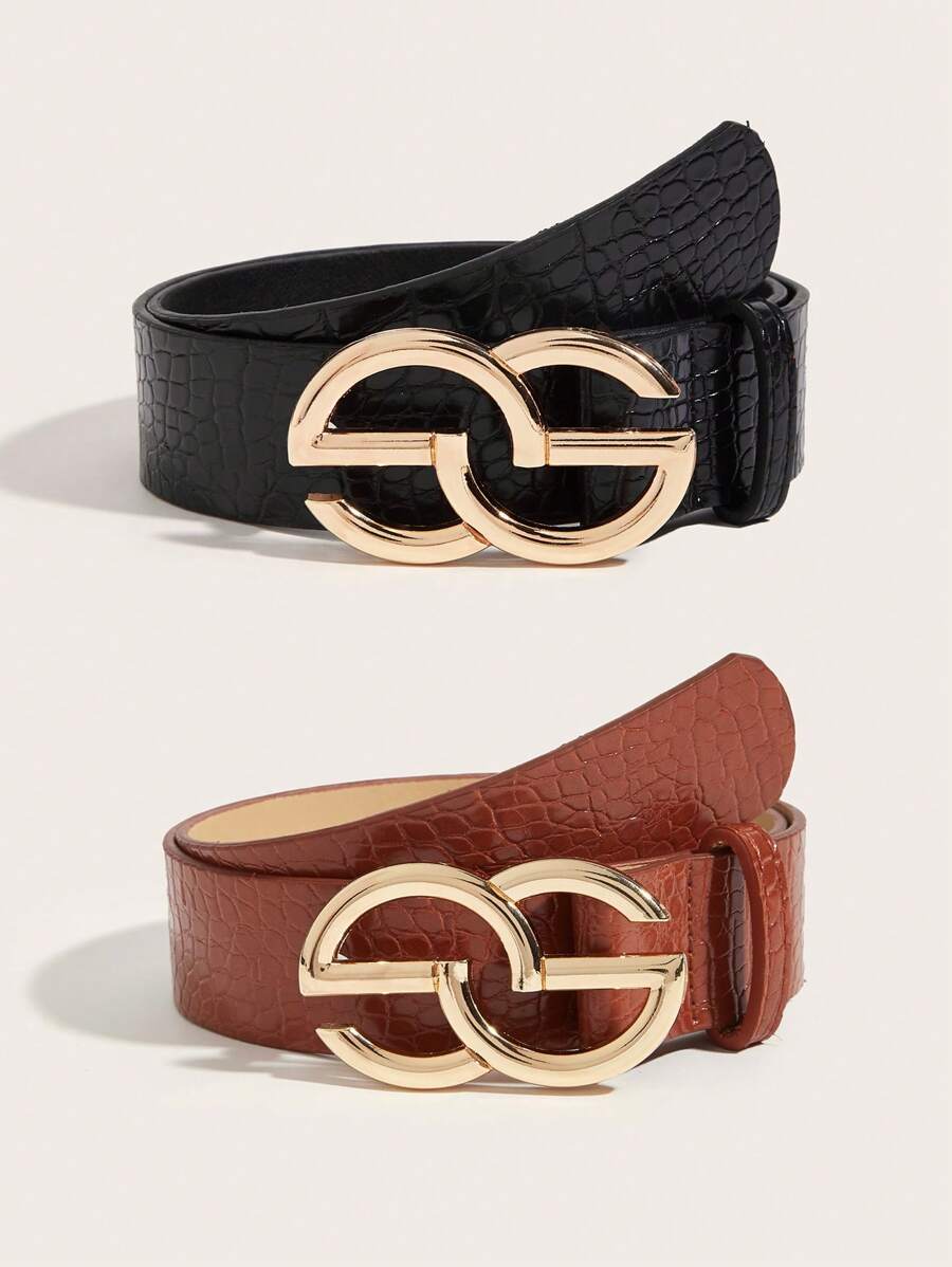 2 piezas Cinturón básico ajustable para mujer, apto para uso diario en verano, escuela, otoño y Halloween - Multicolor - Ver 1