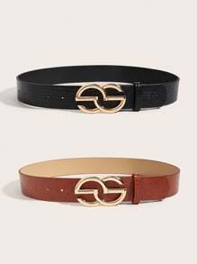 2 piezas Cinturón básico ajustable para mujer, apto para uso diario en verano, escuela, otoño y Halloween - Multicolor - Ver 2