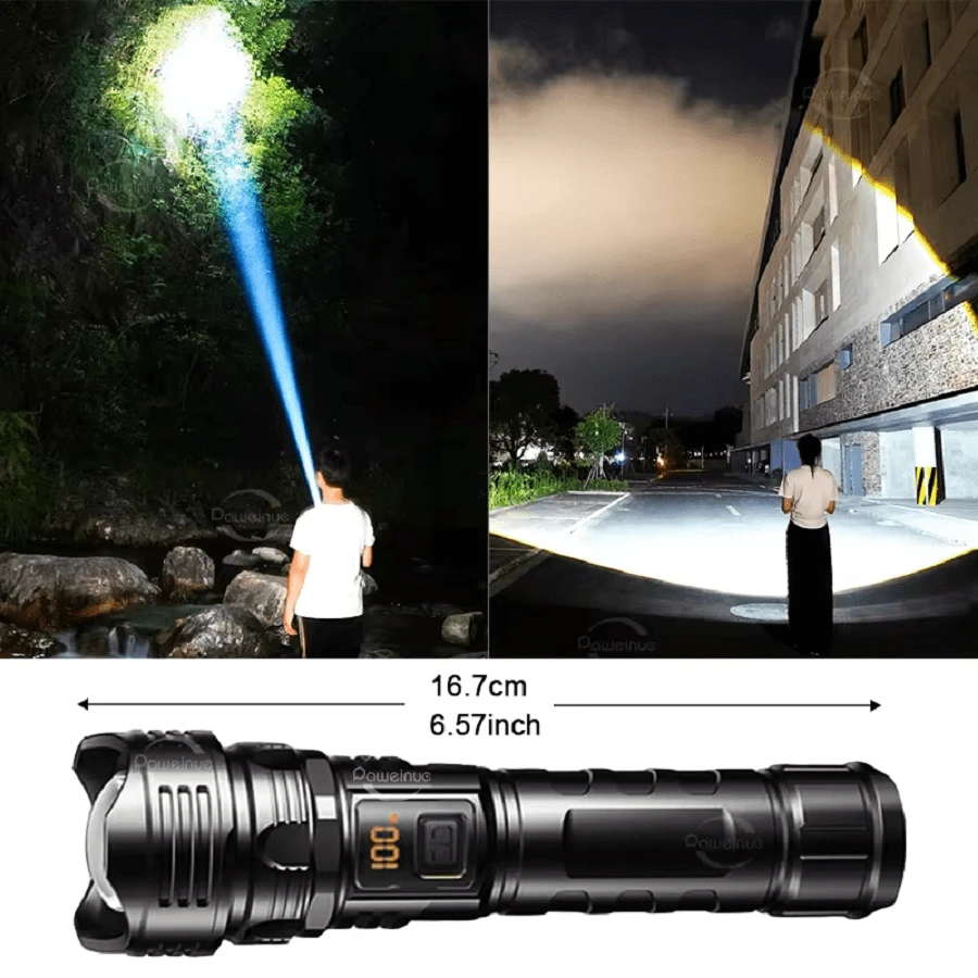 2024 חדש נייד עוצמתי פנס LED בעל עוצמה גבוהה סופר בהיר אור טקטי נטענת ...
