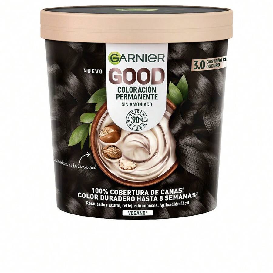 Cabello Garnier GOOD coloración permanente sin amoniaco ✅ Entrega en 2 - 6 días hábiles. Belleza & Salud - Cuidado personal - Cuidado & Peinado Capilar - Coloración del cabello. Thinkinbeauty, tu tienda favorita de cosmética y maquillaje. - 3.0 castaño oscuro - Ver 1
