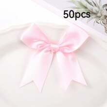 50pcs, Pink And White Ribbon Bows 3.3", Glamorous Decorations For Weddings, Festivals And DIY Crafts, Presents Packaging, Gift Basket Decor, Birthday Wrap, Holiday Decor, Office Decor, Wreath Decor, Wedding Decor, Bridal Shower Decor, Party Supplies,Christmas Valentine Day