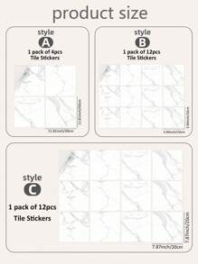 SUPSTICKER 4/12 piezas Pegatinas de suelo autoadhesivas, impermeables y antideslizantes con patrón de mármol blanco, fáciles de aplicar y retirar, adecuadas para suelos, paredes, armarios y encimeras de la sala de estar, dormitorio, cocina y baño, decoración del hogar y decoración de primavera - Multicolor - Ver 5