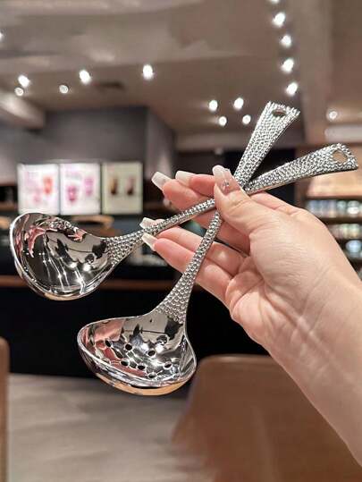 2 件装不锈钢汤勺，带长柄和鱼鳞设计，适合餐厅和家庭使用圣诞礼物