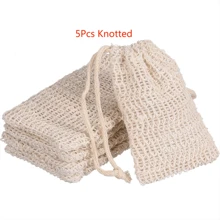 1/5/10 pièces Pochette de savon, Sac de savon en sisal avec cordon de serrage, Sac de conservation du savon, Sac de savon de douche noué pour moussage et séchage, Accessoires de salle de bain Décoration de salle de bain à la maison Décoration d'automne Retour à l'école