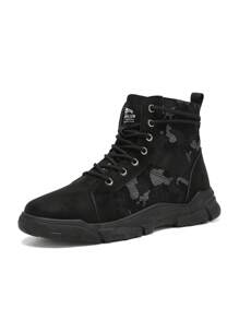 High-Top Comfortable Lace-Up Men's Boots, Sports Casual Outdoor Holiday Fashion Shoes