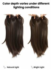 假发片 12 英寸假发片 适合头发稀疏的女性 6.5 英寸 X 6.5 英寸 大底座合成假发片 带刘海 纤维假发片 女士