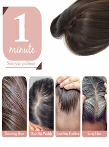 假发片 12 英寸假发片 适合头发稀疏的女性 6.5 英寸 X 6.5 英寸 大底座合成假发片 带刘海 纤维假发片 女士