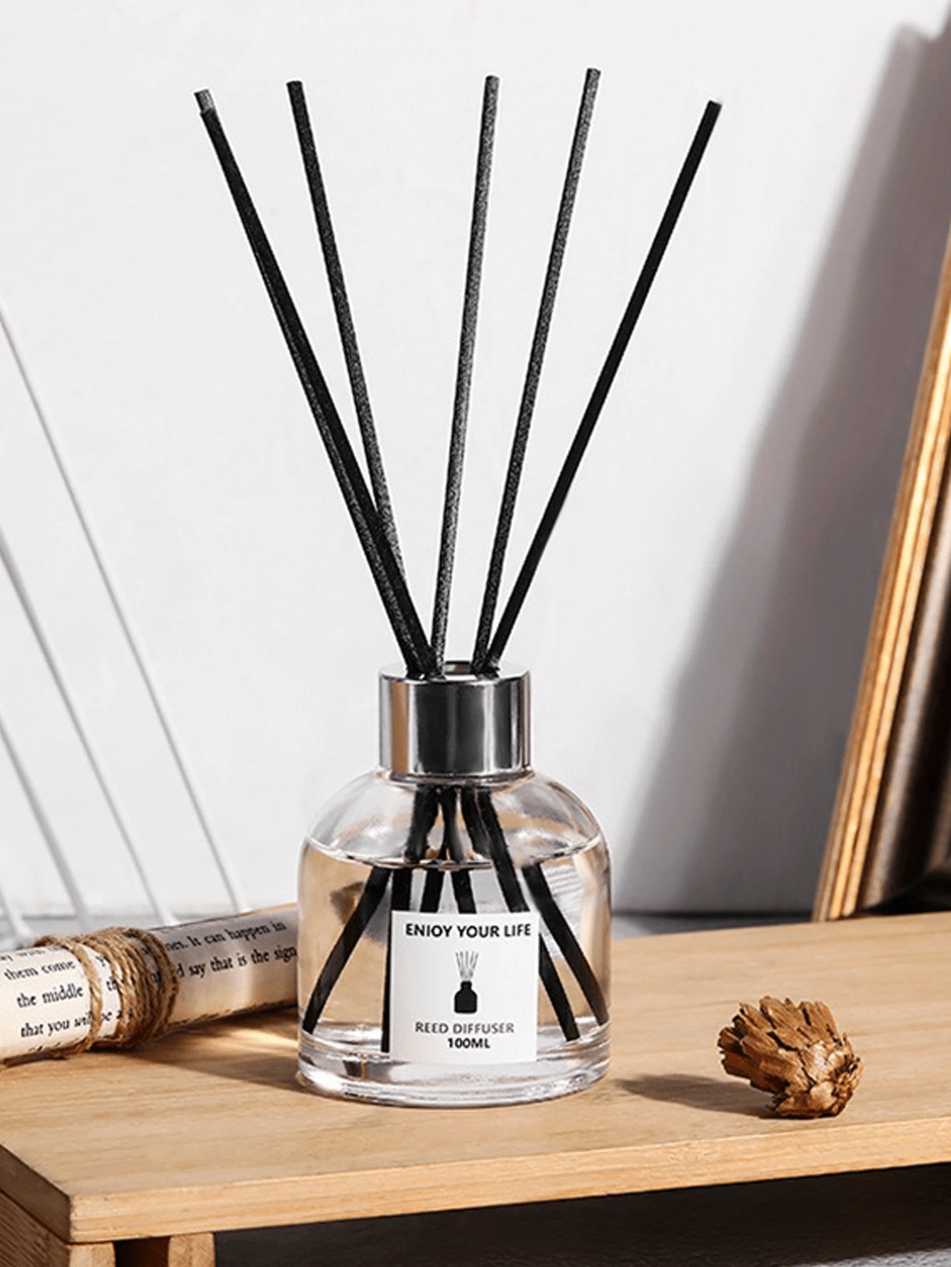 无焰精油扩散液，空气清新剂，适用于家庭、酒店、浴室、卧室、礼物 - 薰衣草、栀子花、桃子、茶、海洋香味情人节情人节用品婚礼用品