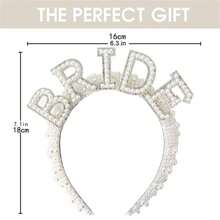 Bride To Be Faux Pearl Crown Headband Bach Bachelorette Hen Party Bridal Shower Wedding Engagement Rehearsal Dinner Decoration Gift - White - View 5