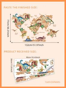 1 set Pegatinas de pared con diseño de volcán, animales y dinosaurios del bosque para decoración de sala de estar, dormitorio, estudio. Decoraciones de primavera, artículos decorativos festivos, regalos de cumpleaños y graduación para renovar su hogar