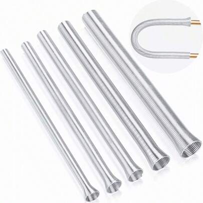 Juego De Dobladoras De Tubos De Resorte Para Tubería Exterior Juego De Doblador De Tubos 5 En 1 De 1/4, 5/16, 3/8, 1/2 y 5/8 Pulgadas