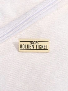 1pc Creative Golden Ticket Badge Pin Cartoon Brooch, Fashion Jewelry For Men And Women, Suitable For Daily Wear With Clothes And Backpacks