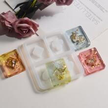 1pc 4-In-1 Playing Card Pendant Silicone Mold, DIY Resin Crystal Epoxy Jewelry Making Mold