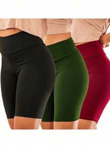 Kit 3 Bermuda Shorts Suplex Gym Fitness Women's High Waist Blue Red And Gray - 彩色 - 查看 7