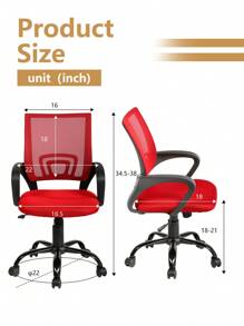 DOPINMIN Ergonomic Office Chair Desk Chair Mesh Computer Chair Task Rolling Swivel Chair Back Support Modern Executive Adjustable Chair - 紅色 - 查看 4