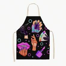 1pc INS Style Nail Polish Pattern Apron, Kitchen Garden Baking Cooking Apron Accessory,Kitchen,Bathroom,Home,Household Supplies - 55*68/Adult - View 17