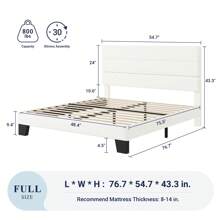 Allewie Full/Queen/King Size Platform Bed Frame With Velvet Upholstered Headboard And Wooden Slats Support, Fully Upholstered Mattress Foundation, No Box Spring Needed, Easy Assembly, White * Bed Frame Queen Queen Bed Frame Bed Frame Full Full Size Bed Frame King Size Bed Frame Twin Bed Frame Room Decor Home Decor Christmas Decor Bedroom Decor Valentine Day Decor Storage Living Room Decor Furniture House Decor - trắng - Xem 7
