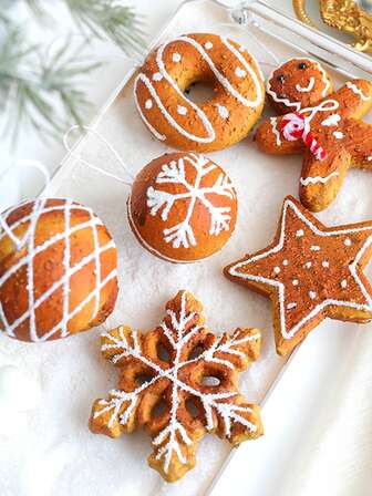 1 件，迷你泡沫圣诞树吊坠，复古雪花姜饼人形圣诞挂饰，家居圣诞派对装饰，圣诞节节日气氛用品，圣诞节