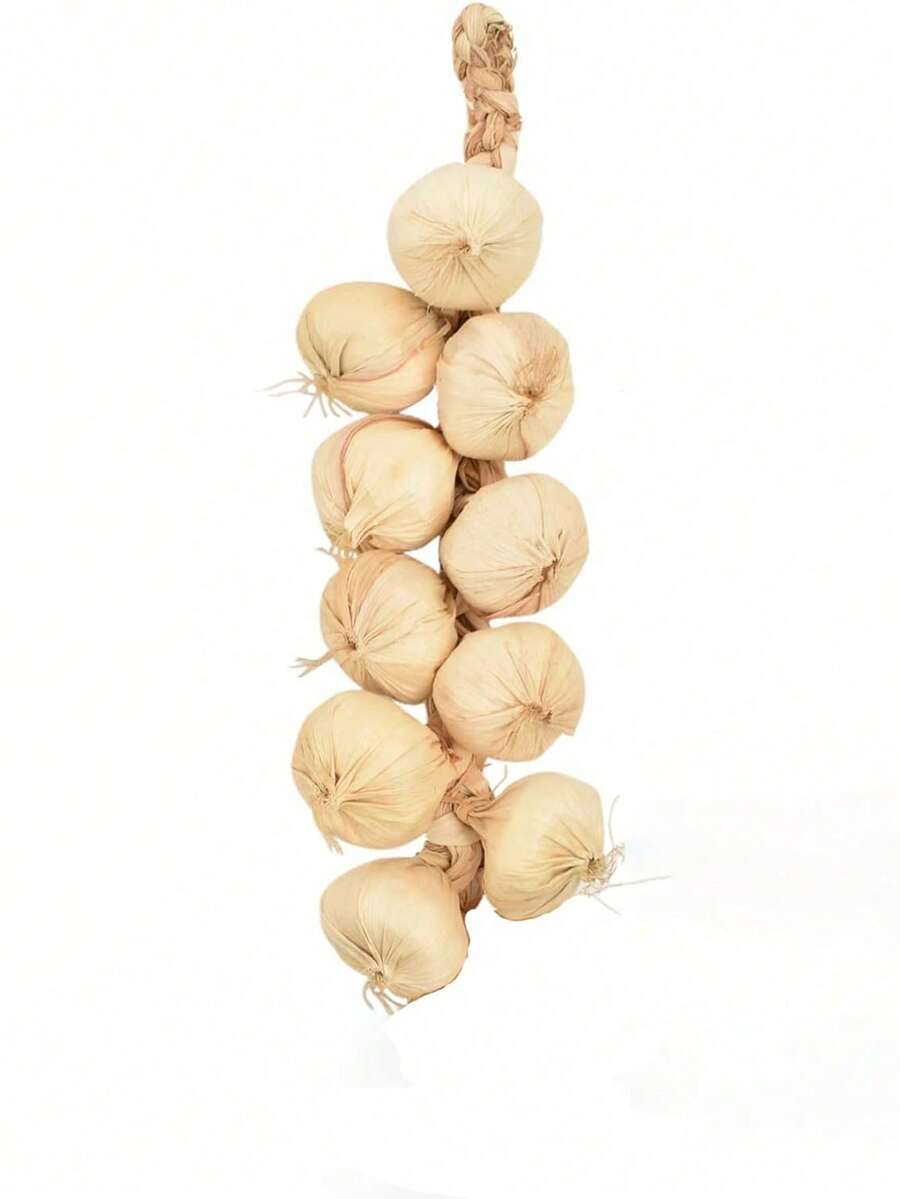 1pc Artificial Garlic Rope, Realistic Fake White Garlic Hanging Rope, Suitable For Home, Kitchen, Party Decoration, Photography Props - Beige - View 1