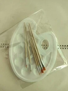 1 Palette With 6 Paint Brushes/Set, Random 1 Set Back To School,Mother's Day,Mom's Gift,Back To School,School Supplies - White - View 3